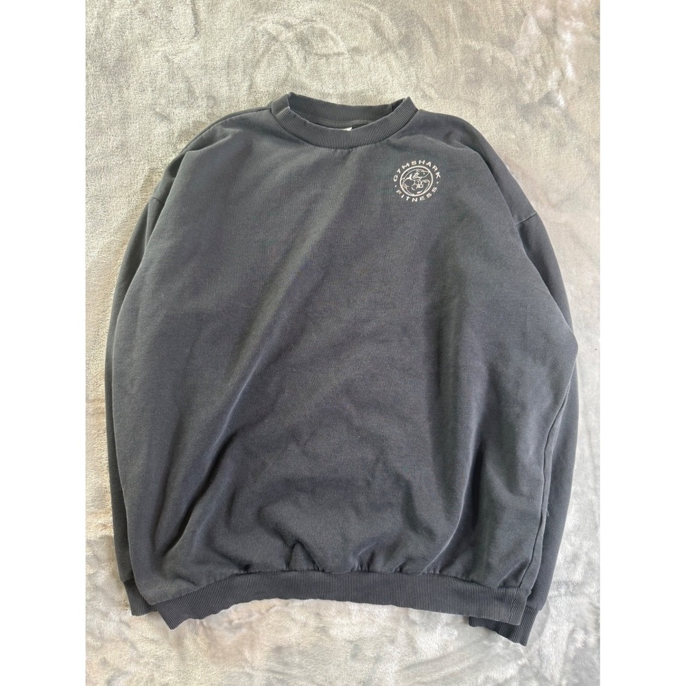 Gymshark Heritage Crewneck Sweatshirt Men S Washed Black Fleece Pullover Graphic